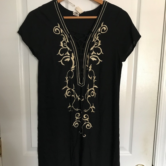 Embroidered Black Dress (tags on!) - Picture 6 of 7
